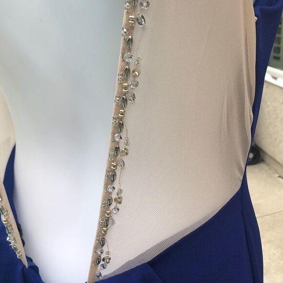 Sequin Hearts Beaded Ruffle Back Scuba Gown Sz 9 - Picture 6 of 8